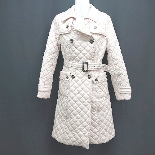 ◇ ◎ vicky ビッキー キルティング 中綿 トレンチ べっ甲ボタン スリット 長袖 コート サイズ1 ベージュ レディース E 【中古】