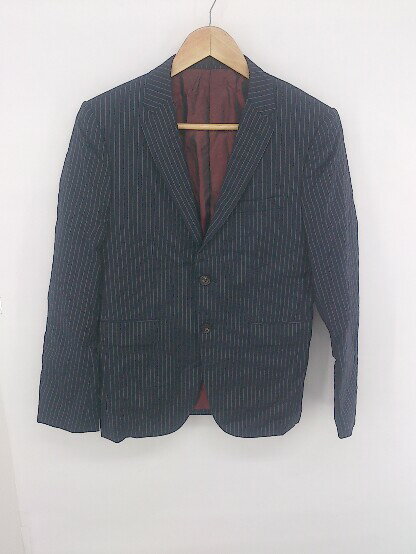 ◇ TAKEO KIKUCHI タケオキクチ シルク混 ストライプ 長袖 テーラード ジャケット ネイビー メンズ P 【中古】