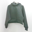 ◇ MURUA ラグラン ツルサラ生地 ストレッチ ショート丈 長袖 フーディ パーカ サイズF ブラック レディース E 【中古】