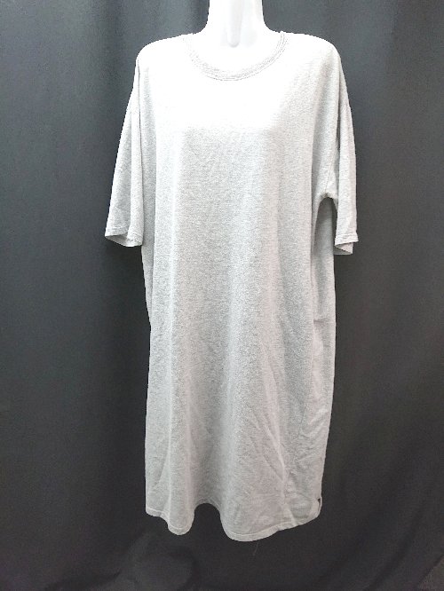 楽天フクワウチChaco closet クルーネック ストレッチ 無地 サラサラ生地 半袖 ひざ丈 ワンピース サイズF グレー レディース 【中古】