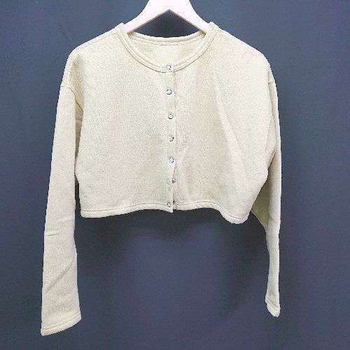 ◇ w closet 綺麗め カジュアル スナップボタン 長袖 ショート丈 裏起毛 カーディガン サイズ無表記 推定M マスタード系 レディース E 【中古】