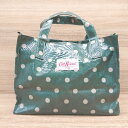 ◇ Cath Kidston 水玉模様 レトロ感 ファスナー付き 中敷きあり ハンドバッグ グリーン レディース E 【中古】