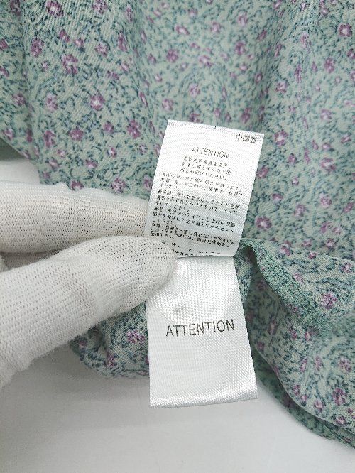 ◇ rps アールピーエス 小花柄 ピンタック ティアード フリル 長袖 ロング丈 ワンピース サイズM グリー..