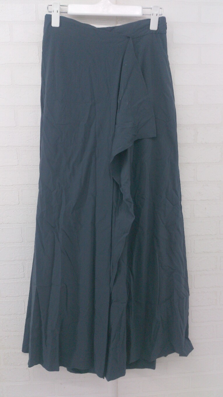 ◇ MANOF マノフ 大人女子 無地 バックゴム ラップ ワイド パンツ サイズS グレー系 レディース P 【中古】