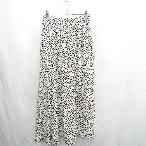 ◇ Θ INGNI イング ダルメシアン柄 ロング フレア スカート サイズM ベージュ系 レディース E 【中古】