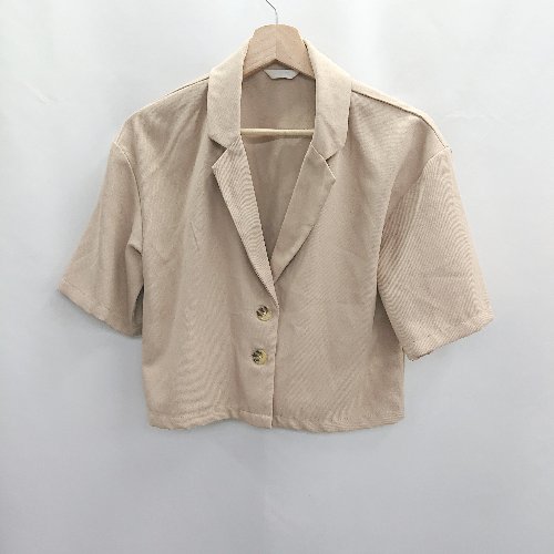◇ ⊂ FUN ファン 半袖 ジャケット ストレートパンツ セットアップ サイズフリー ベージュ レディース E 【中古】