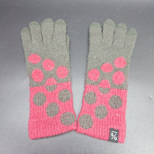 ◇ ⊇Φ UMENODESIGN ウメノデザイン ドット柄 タッチパネル対応 手袋 サイズフリー ダークグレー系 レデ..