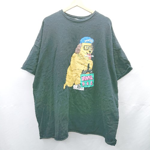 ◇ ⊂ PUNYUS プニュズ イラストプリント 犬 半袖 Tシャツ サイズF ブラック レディース メンズ E 【中古】