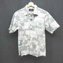 ◇ STAMMBAUM シュタンバーム 柄物 フロントボタン 夏物 半袖 シャツ サイズM グレー系 メンズ E 【中古】(4)