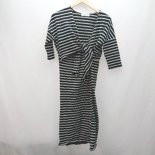 ◇ CHOCOA チョコア マタニティ 授乳 ケープ 七分袖 ロング丈 ワンピース サイズF ブラック/ホワイト レディース E 【中古】