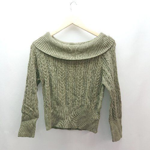 ◇ one after another NICE CLAUP タートルネック ケーブル 薄手 シンプル 長袖 ニット サイズF グリーン系 レディース E 【中古】