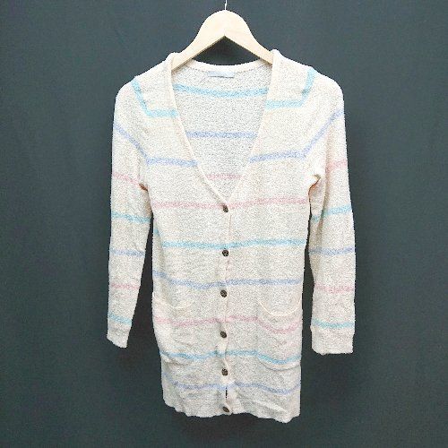 ◇ gelatopique ジェラートピケ パジャマ ボーダー柄 前ボタン閉め 長袖 ナイトウェア サイズF ベージュ..