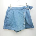 ◇ Lovetoxic ラブトキシック ウエストゴム ベルト調節 刺繡 切り返し ショートパンツ サイズL ブルー系 レディース E 【中古】