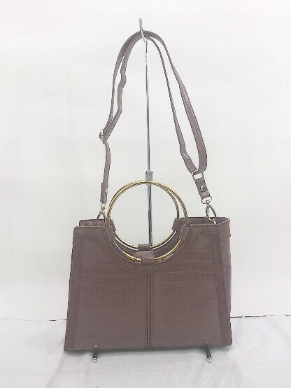 ◇ Noela ノエラ 型押し 大人女子 上品 2WAY ショルダー ハンド バッグ ブラウン レディース E 【中古】(4)