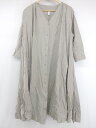 ◇ ◎ JUNOAH ジュノア シンプル 無地 Vネック 八分袖 膝下丈 ワンピース グレー系 レディース P 【中古】