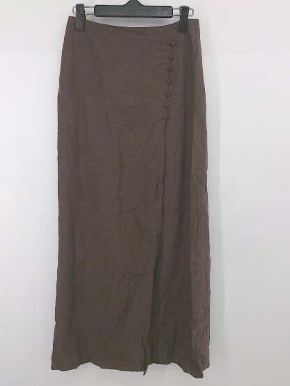 ◇ BEAUTY & YOUTH UNITED ARROWS リネン混 ラップ巻き風 ロング ナロー スカート サイズM ダークブラウン系 レディース P 【中古】