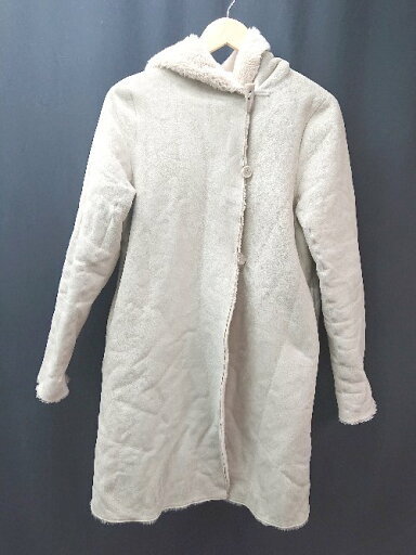 ■ URBAN RESEARCH ROSSO ロング丈 フーディー フロントボタン 長袖 ムートンコート サイズFree ベージュ レディース E 【中古】 ■ URBAN RESEARCH ROSSO ロング丈 フーディー フロントボタン 長袖 ムートンコート サイズFree ベージュ レディース E 【中古】