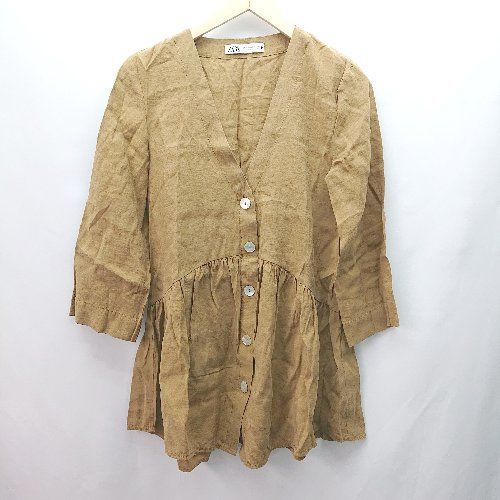 ◇ ZARA ザラ カジュアル ナチュラル チュニック 前ボタン 七分袖 ブラウス サイズXS ブラウン レディース E 【中古】 ◇ ZARA ザラ カジュアル ナチュラル チュニック 前ボタン 七分袖 ブラウス サイズXS ブラウン レディース E 【中古】