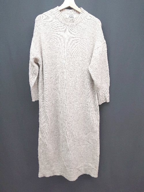 ◇ nano universe ニット 冬物 ガーリー シンプル カジュアル 長袖 ロング丈 ワンピース サイズ36 ベージュ レディース E 【中古】