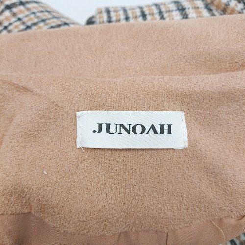 ◇ junoah チェック柄 スエード カジュアル ガーリー アウター 長袖 コート 表記なし ベージュ レディース E 【中古】