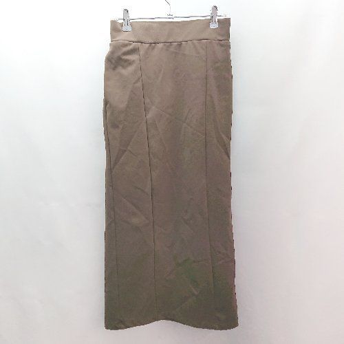 ◇ LOWRYS FARM ウエストゴム スリット 裏地 ストレッチ ロング丈 タイト スカート サイズF ブラウン系 レディース E 【中古】
