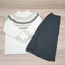 ◇ ROPE PICNIC ハイネック ノルディック柄 起毛 ひざ丈 - ニット スカート サイズ38 ベージュ ブラック レディース E 【中古】(4)