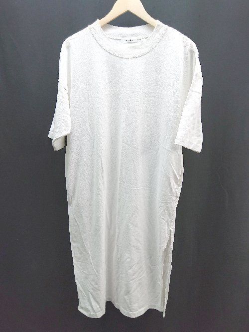 ◇ niko and … ニコアンド シンプル カジュアル スリット 半袖 ロング丈 ワンピース サイズ(4) ホワイト レディース E 【中古】