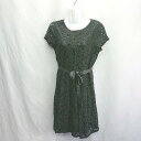 ◇ ◎ ⊂ TRUDEA トルディア 総柄 半袖 膝丈 ワンピース サイズ11 ブラック系 レディース E 【中古】