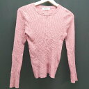 ◇ SHEL'TTER シェルター クルーネック リブ ストレッチ素材 長袖 ニット セーター サイズF ピンク レディース E 【中古】(4)