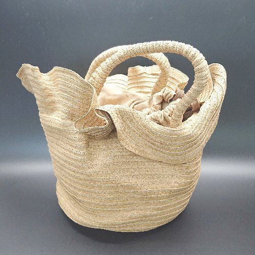 ◇ Jewel Choanges ジュエルチェンジズ 巾着 夏 サマー 海 花火大会 浴衣 フリフリ ハンドバック ブラウン レディース E 【中古】