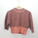 ◇ JEANASiS ジーナシス ショート丈 レトロ 編み柄 夏物 半袖 ニット サイズF ピンク レディース E 【中古】