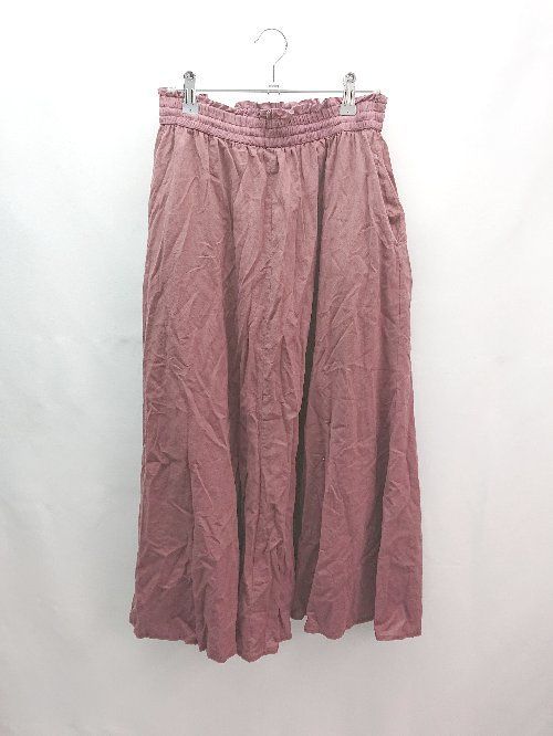 ◇ earth music&ecology ウエストゴム シンプル 裏地あり ロング フレア スカート サイズF ワインレッド レディース E 【中古】