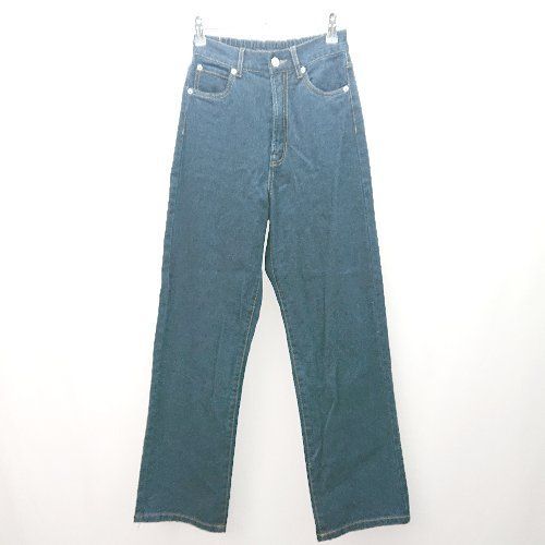 ◇ moment+ 綺麗め カジュアル ノンストレッチ ハイウエスト デニム ジーンズ サイズS インディゴ レディース E 【中古】