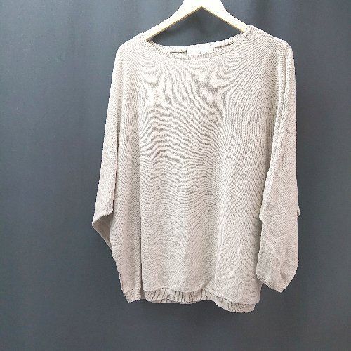 ◇ antiqua アンティカ シンプル ボートネック ドルマン 長袖 ニット サイズF ベージュ レディース E 【中古】