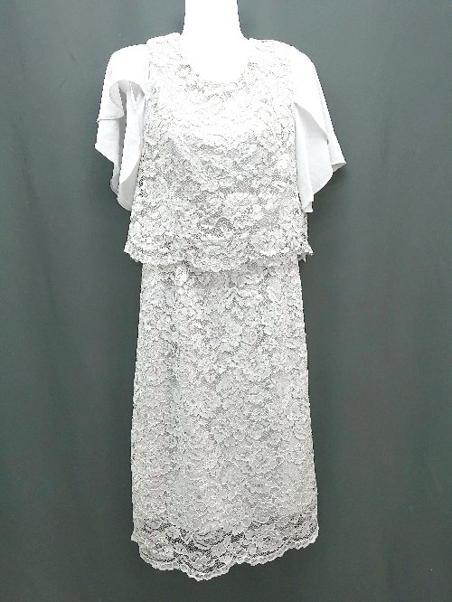 ◇ ◎ ノーブランド 花柄レース素材 ガーリー パーティー ロング丈 ワンピース サイズM ブルー系 レディース E 【中古】