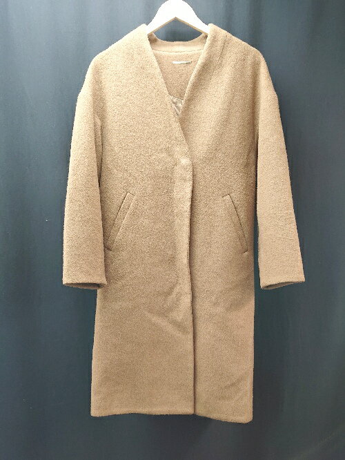 ◇ mysty woman ノーカラー シンプル カジュアル 冬物 アウター 無地 長袖 コート サイズM ブラウン レディース E 【中古】