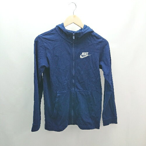 ◇ NIKE ナイキ 無地 ロゴ刺繍 フーディー 長袖 パーカー サイズL ブルー レディース(メンズ) E 【中古】