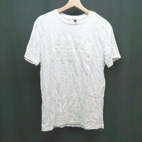 ◇ H&M DIVIDED エンボス加工 クルーネック 薄手 シンプル オシャレ ストレッチ 半袖 Tシャツ サイズS ホワイト メンズ E 【中古】
