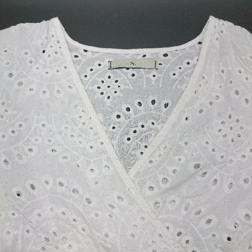 ◇ N. エヌドット レース素材 バックウエストゴム カジュアル シンプル 長袖 カットソー サイズM ホワイト レディース E 【中古】
