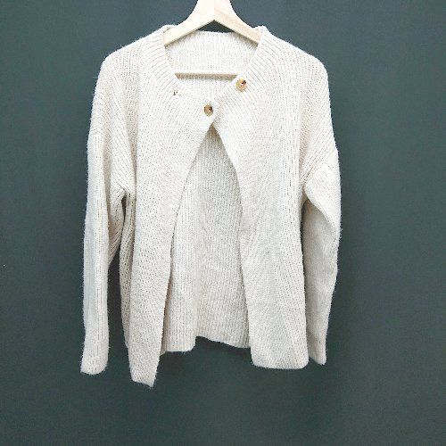 ◇ SELECT MOCA 厚手 モコモコ 冬物 シンプル 大人っぽい 無地 長袖 カーディガン サイズF アイボリー レディース E 【中古】