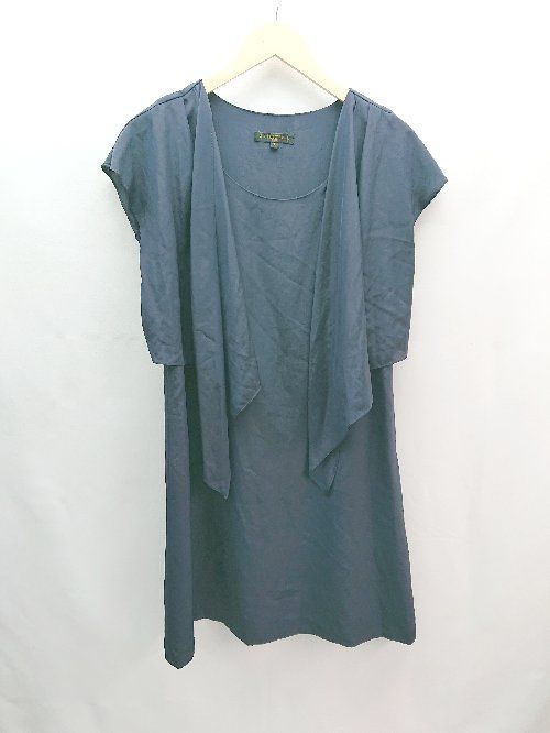 ◇ LAPIS LUCE BEAMS 切り返し Vネック 薄手 シンプル 裏地 ノースリーブ ブラウス サイズ38 ネイビー系 レディース E 【中古】