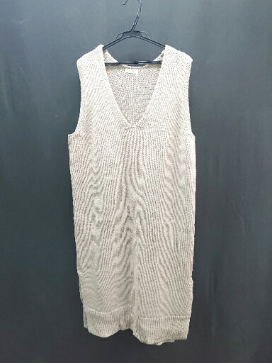 ◇ LOWRYS FARM 秋冬 Vネック スリット ニット ノースリーブ ロング丈 ワンピース サイズF ベージュ レディース E 【中古】 ◇ LOWRYS FARM 秋冬 Vネック スリット ニット ノースリーブ ロング丈 ワンピース サイズF ベージュ レディース E 【中古】