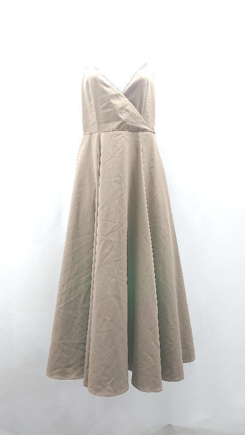 ◇ natural couture バックリボン かわいい サイドファスナー おしゃれ ロング ワンピース サイズF ブラウン レディース E 【中古】