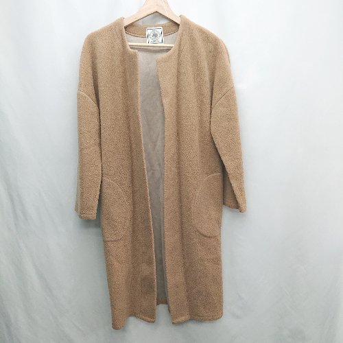 ◇ ⊇ J.PRESS Jプレス ボア 長袖 ノーカラーカーディガン サイズM ブラウン レディース E 【中古】