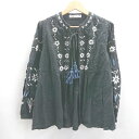 ◇ ⊇ ZARA ザラ 花柄刺繡 パフスリーブ ポンチョ風 長袖 トップス サイズEUR S ブラック ホワイト ブルー レディース E 【中古】