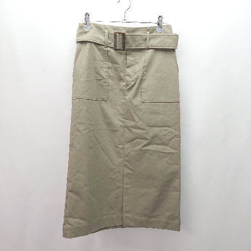 ◇ ViS ビス フロントスリット ウエスト後ろゴム ロング丈 タイト スカート サイズM カーキ レディース E 【中古】