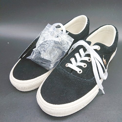 ◇ Θ◎ POLO RALPH LAUREN ポロラルフローレン KEATON-PONY スニーカー サイズUS8 ブラック メンズ E 【中古】