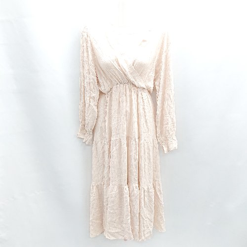 ◇ ◎●未使用●⊂ ACYM シアー 裏地あり カシュクール 長袖 ロング ワンピース サイズ F ペールオレンジ系 ..