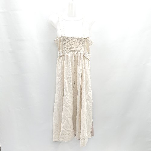 ◇ Θ CPCM シーピーシーエム 異素材 プリーツ ノースリーブ ロング ワンピース サイズ F ナチュラル レディース E 【中古】