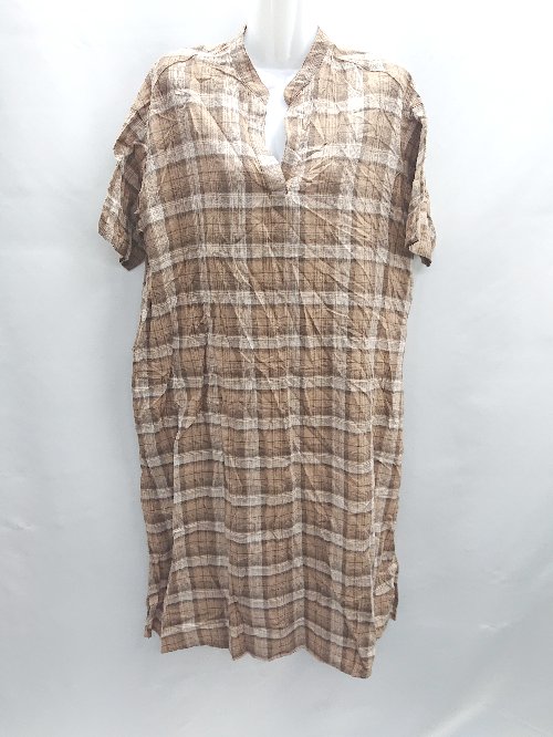 ◇ ⊂ AMERICAN HOLIC アメリカン ホリック チェック柄 半袖 ロング ワンピース サイズM ブラウン レディ..